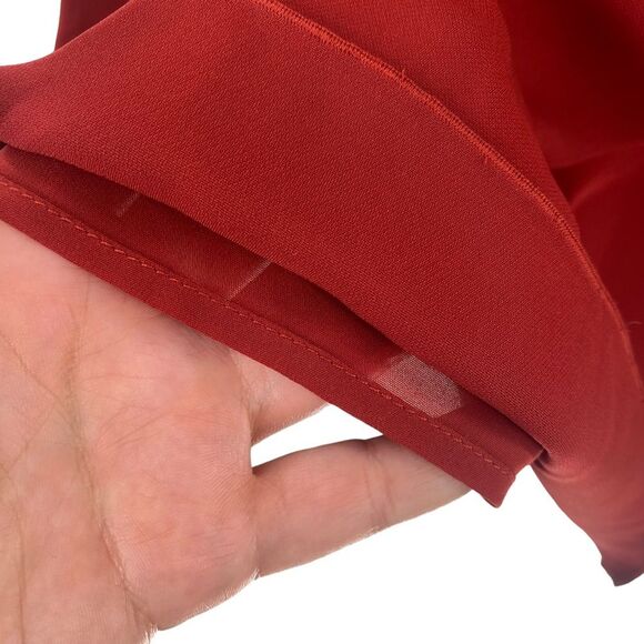 Theory Ulyssa Admiral Crepe Shift Dress Size S Brick Rust Red Bell Sleeve - Picture 9 of 12